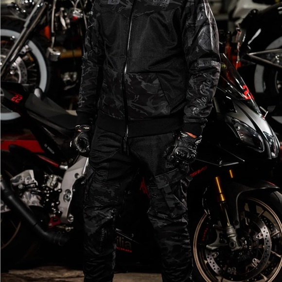 Black Camouflage Men's Armored Jacket motorcycle gear